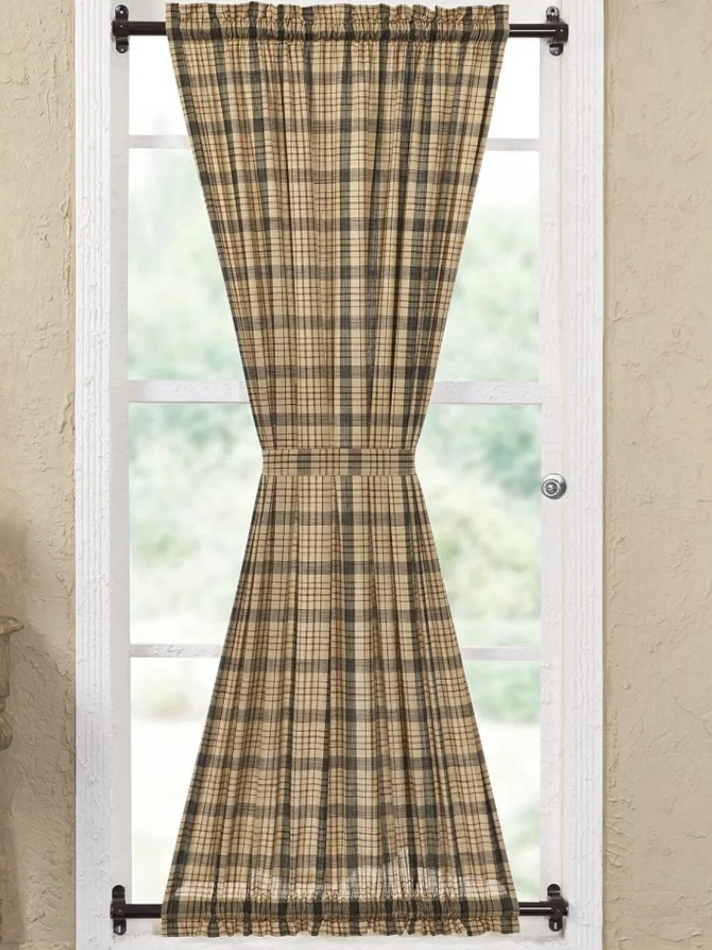 Cider Mills Plaid Rod-Pocket Door Curtain Panel